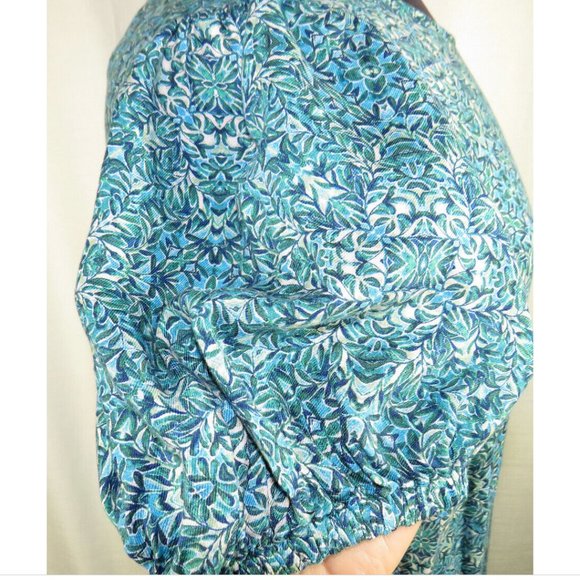 Terra & Sky Blue Floral Vine Print Short Sleeve Maxi Dress Plus Size 14W - Picture 3 of 11